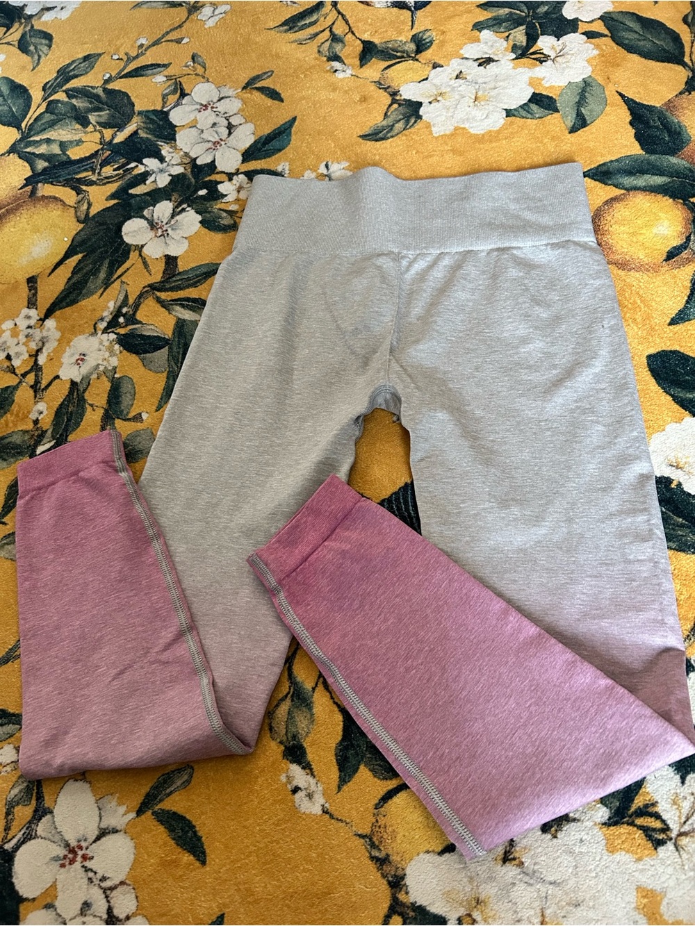 Two-Tone Grey and Mauve Active Leggings